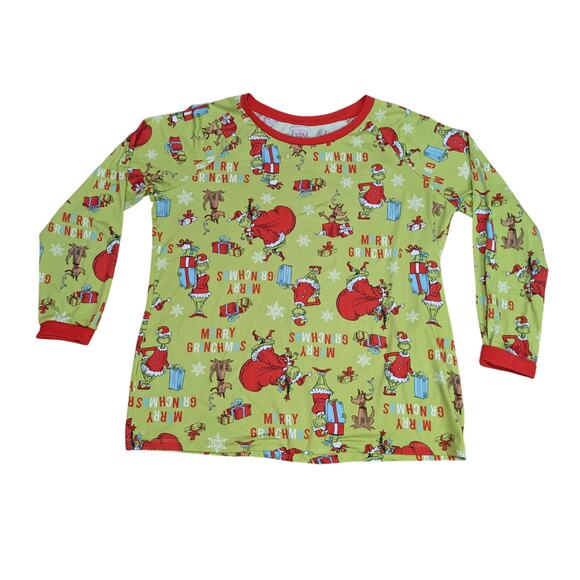 Dr Seuss The Grinch Holiday Pajama Set Green Red Womens Large - Picture 2 of 9